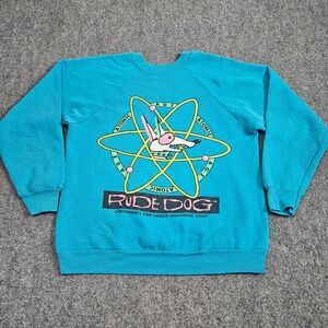 Rude Dog Sweatshirt Youth L Teal Atomic Age Vintage 80s 90s Streetwear Kidcore